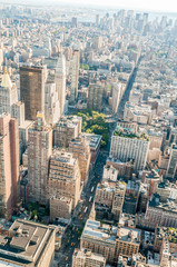 New York city panorama with tall skyscrapers