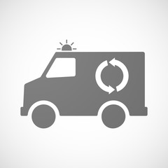 Isolated ambulance icon with a round recycle sign