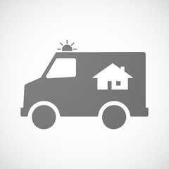 Isolated ambulance icon with a house