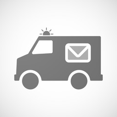 Isolated ambulance icon with an envelope