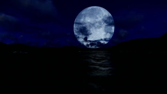 Full moon over lake