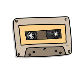 Obraz premium Cassette, a hand drawn vector illustration of an audio cassette.