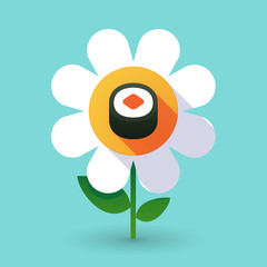 Vector flower with a piece of sushi maki