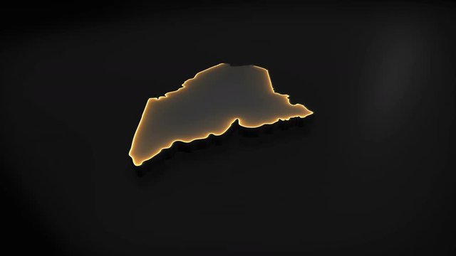 Seamless looping 3D animation of the map of Maine including 2 versions and alpha matte