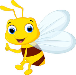 Cute bee cartoon fly
