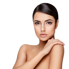 Young brunette woman with beautiful clean skin