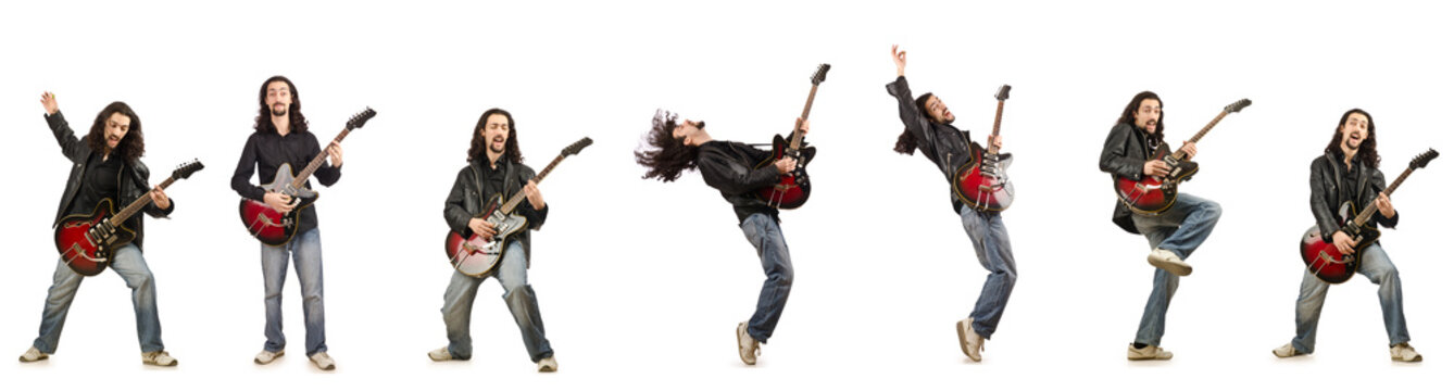 Funny Guitar Player Isolated On White