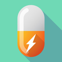 Long shadow vector pill with a lightning