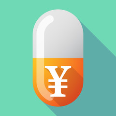 Long shadow vector pill with a yen sign