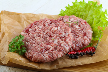 Raw burger cutlet