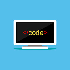 Computer code on monitor.
