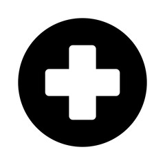 Obraz premium medical sign plus round icon black on white background
