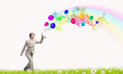 Woman use paint spray