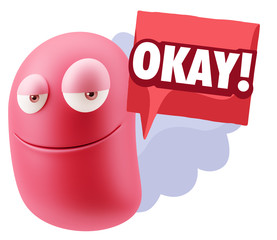 3d Illustration Laughing Character Emoji Expression saying Okay