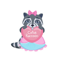 Girl Raccoon With Heart