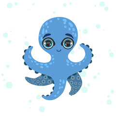 Blue Octopus Drawing