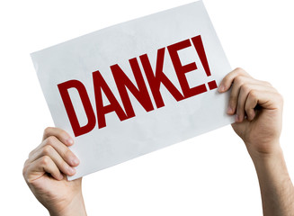Thank You (in German) placard isolated on white background