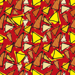 Antonio Gaudi mosaic. Triangle hand drawn vector seamless pattern.