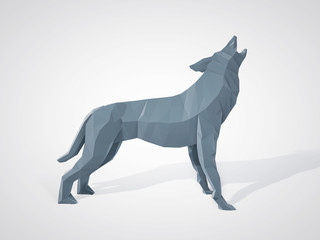 Obraz premium 3D illustration of origami wolf howling