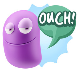 3d Illustration Laughing Character Emoji Expression saying Ouch