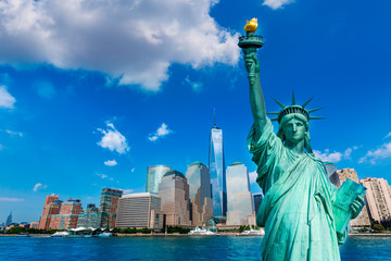 Liberty Statue and New York skyline US