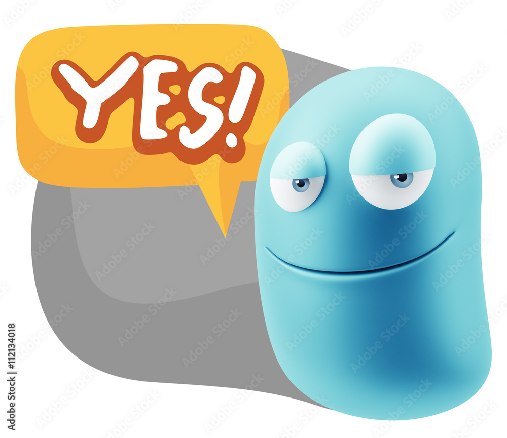 Fototapete 3d Rendering Smile Character Emoticon Expression saying Yes with