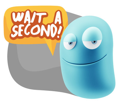 3d Illustration Laughing Character Emoji Expression saying Wait