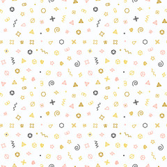 Fototapeta premium Geometric shapes seamless pattern. Gold pattern for fashion and wallpaper. Abstract vector illustration with geometric elements, shapes.