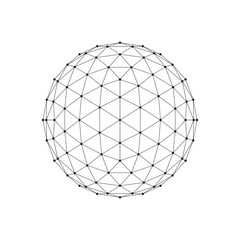 3D Icosahedron wireframe mesh sphere. Network line, HUD design sphere. Vector Illustration EPS10