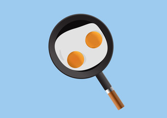 two chicken egg in a pan vector design