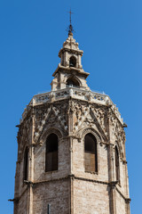 Fototapeta premium Tower of Valencia Cathedral Gothic and Romanesque elements