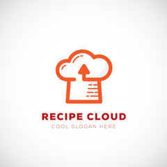 Recipe Cloud Abstract Vector Logo Template. Online Storage Technology Symbol and Cook Hat Sign with Modern Typography.