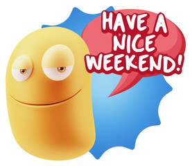 3d Illustration Laughing Character Emoji Expression saying Have