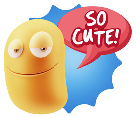 3d Illustration Laughing Character Emoji Expression saying So Cu