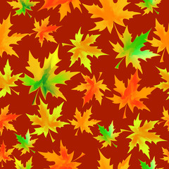 Naklejka na ściany i meble Fallen laves, Seamless autumn pattern
