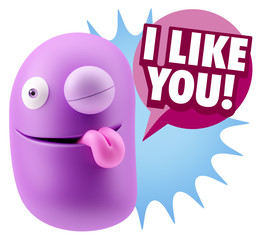 3d Illustration Laughing Character Emoji Expression saying I Lik