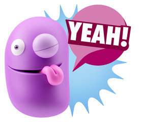 3d Illustration Laughing Character Emoji Expression saying Yeah