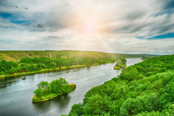 Beautiful HDR landscape of wild river
