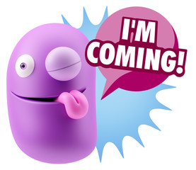 3d Illustration Laughing Character Emoji Expression saying I'm C