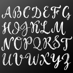 Fototapeta premium Chalk script english alphabet
