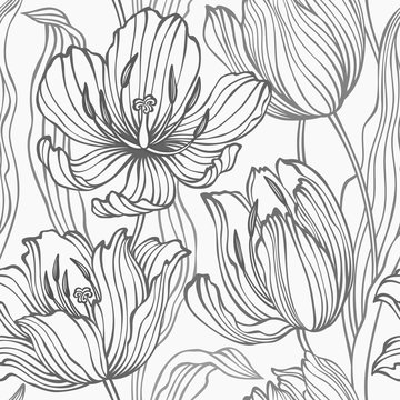 seamless floral pattern with tulips