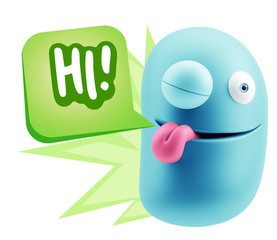 3d Illustration Laughing Character Emoji Expression saying Hi wi