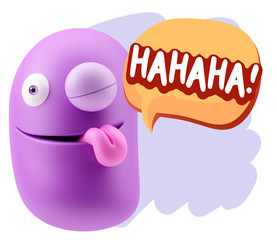 3d Illustration Laughing Character Emoji Expression saying Hahah