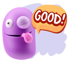 3d Illustration Laughing Character Emoji Expression saying Good