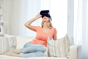 woman in virtual reality headset or 3d glasses