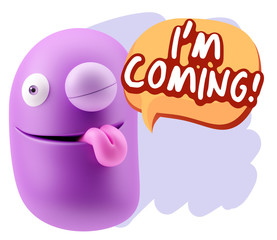 3d Illustration Laughing Character Emoji Expression saying I'm C