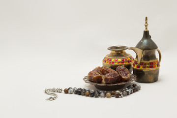 Collection of Teapot, Dates and Rosary, you can use it as Greeting Card or as a folklore Photo