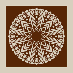 The template mandala pattern for decorative rosette. A picture suitable for printing, engraving, laser cutting paper, wood, metal, stencil manufacturing. Vector