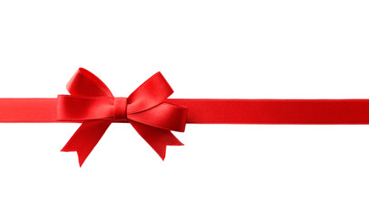 Red ribbon bow  on a white background