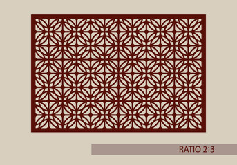 Geometric ornament. The template pattern for decorative panel. A picture suitable for printing, engraving, laser cutting paper, wood, metal, stencil manufacturing. Vector